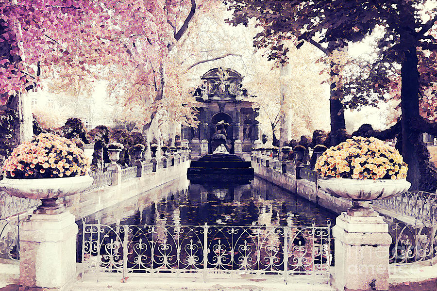 Paris Luxembourg Gardens Fall Autumn Watercolor Painting  Digital Art by Kathy Fornal
