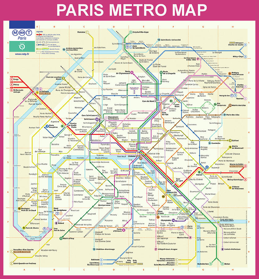 Paris Metro Map  Digital Art by Bill Cannon