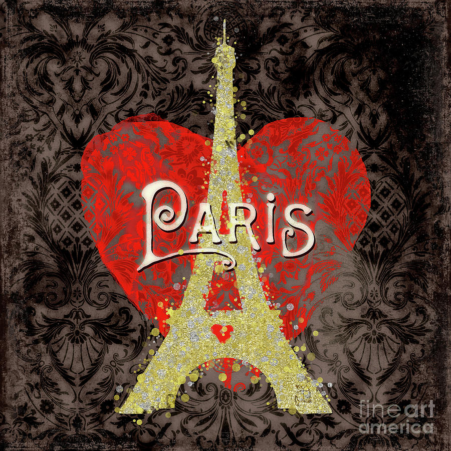 Travel Paris modern travel poster Painting by Tina Lavoie