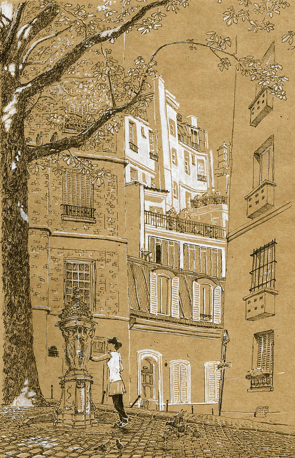 Paris Montmarte Drawing by Romain Thieulot - Fine Art America