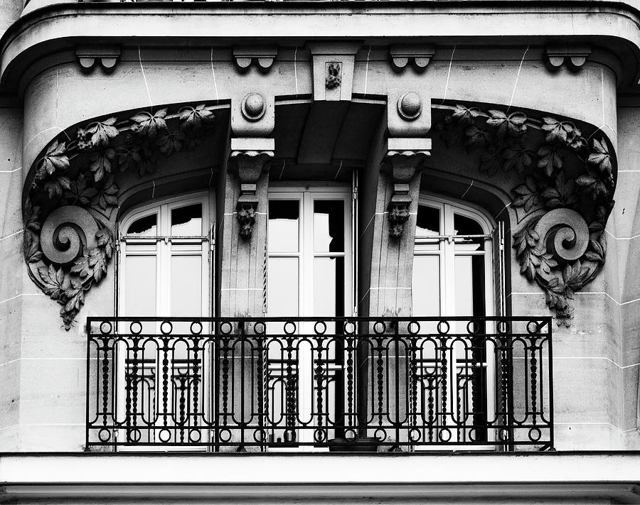 Paris Montmartre - Window and Balcony in Mono Photograph by Georgia Clare