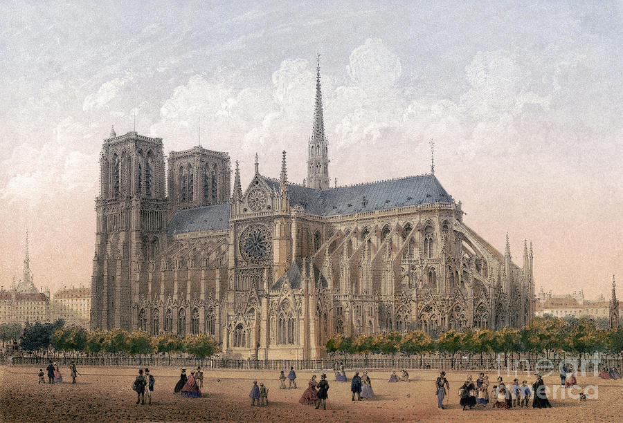 PARIS, NOTRE-DAME, c1875 Drawing by Charles Riviere