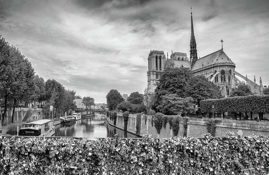 Paris Notre Dame in Black and White Photograph by Georgia Clare