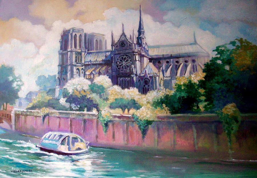 Paris Notre Dame Painting by Paul Weerasekera