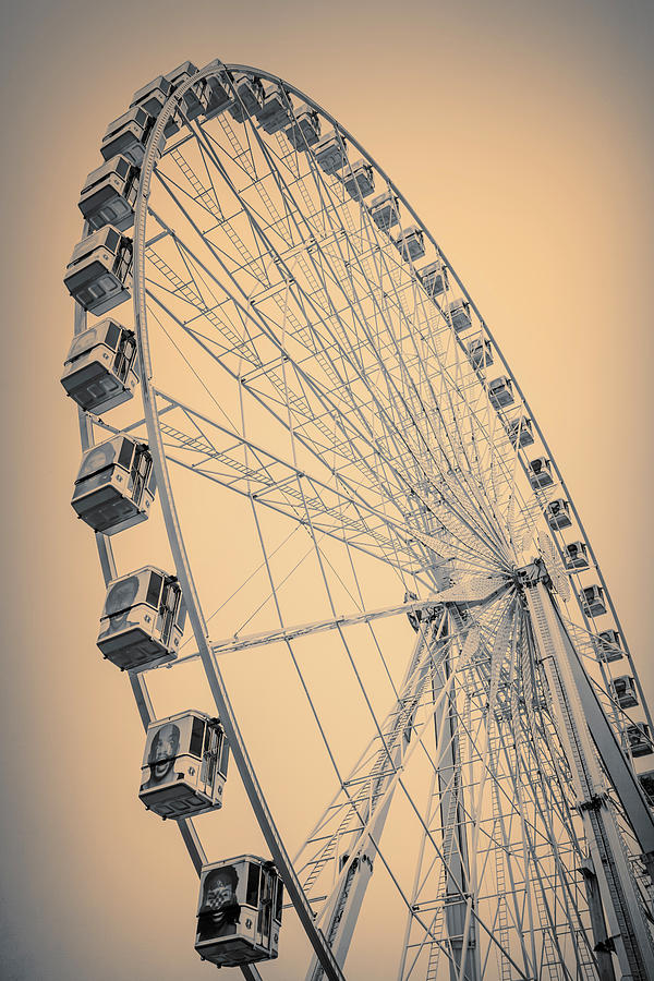 Paris Observation Wheel Sepia Photograph by Joan Carroll