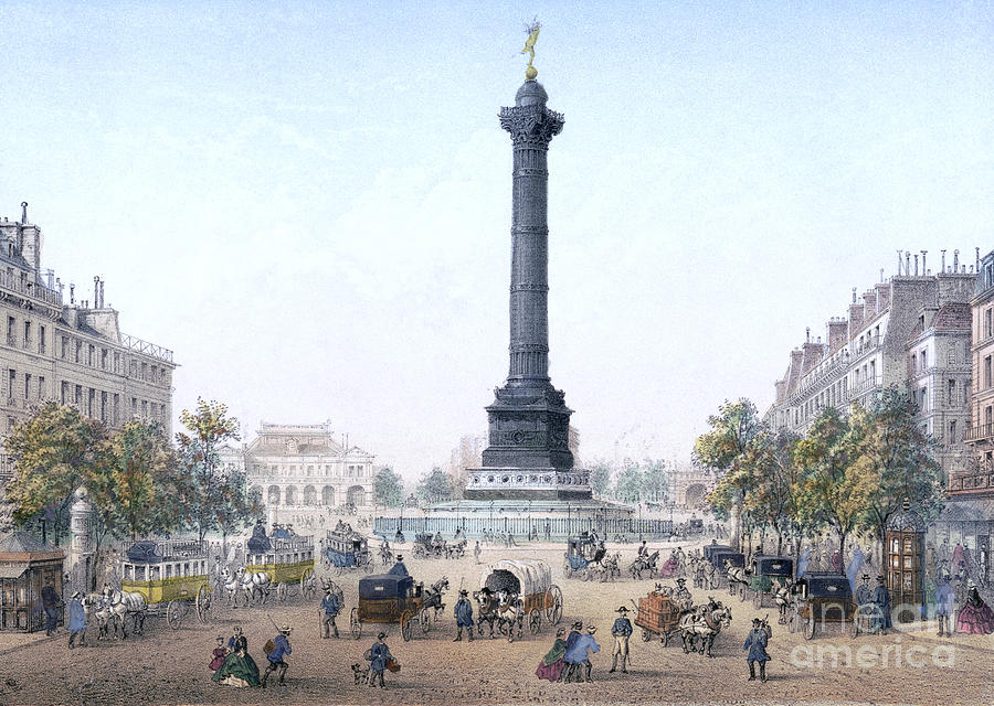 Paris, Place De La Bastille Drawing by Granger
