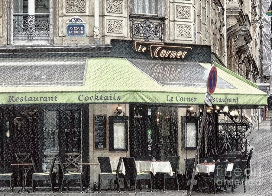 Paris Digital Art - Paris - Restaurant by Judy Palkimas