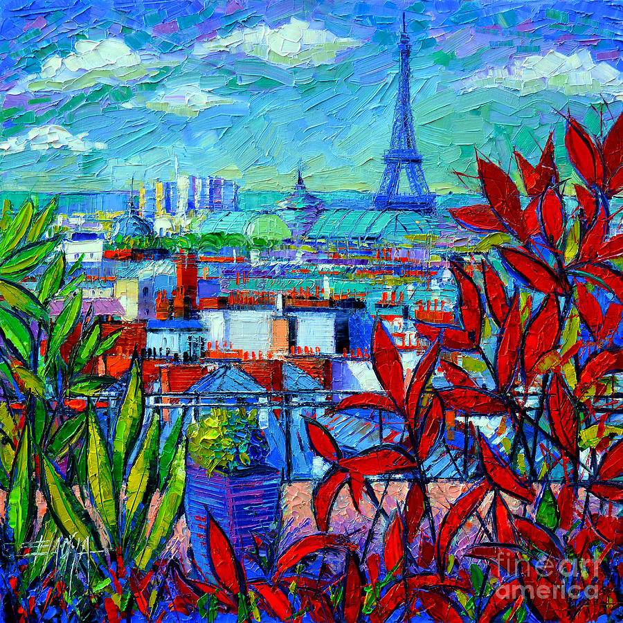 Paris Rooftops - View From Printemps Terrace   Painting by Mona Edulesco