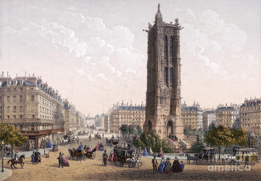 Paris, Saint-jacques Tower Drawing by Granger