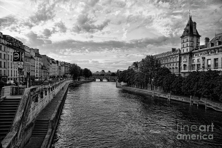 Paris Seine River Black  Photograph by Chuck Kuhn