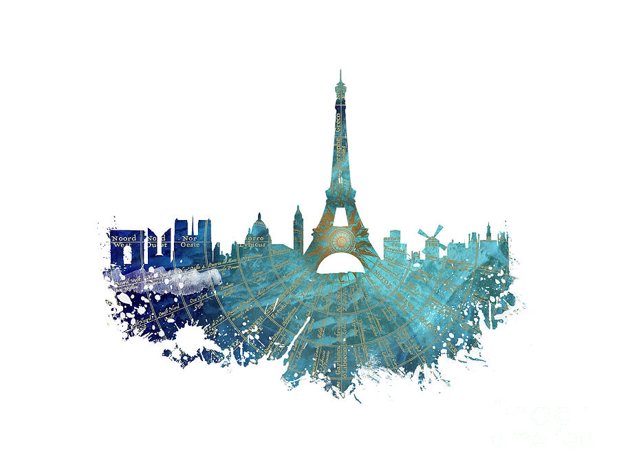 Paris Skyline Blue Nights Digital Art