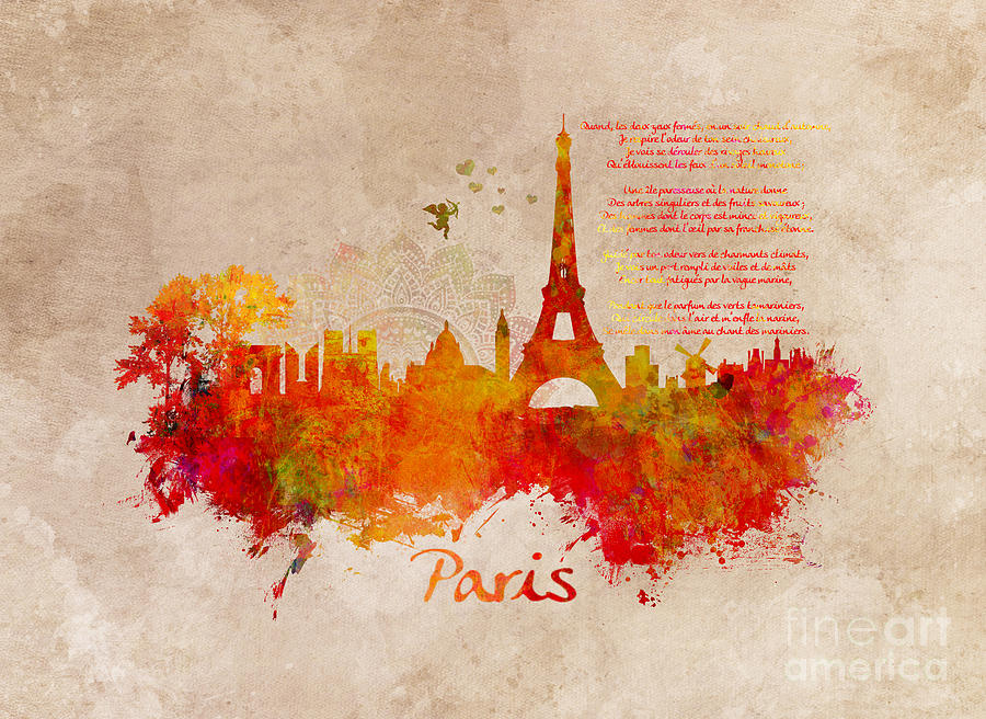 Paris Skyline Romantic Digital Art