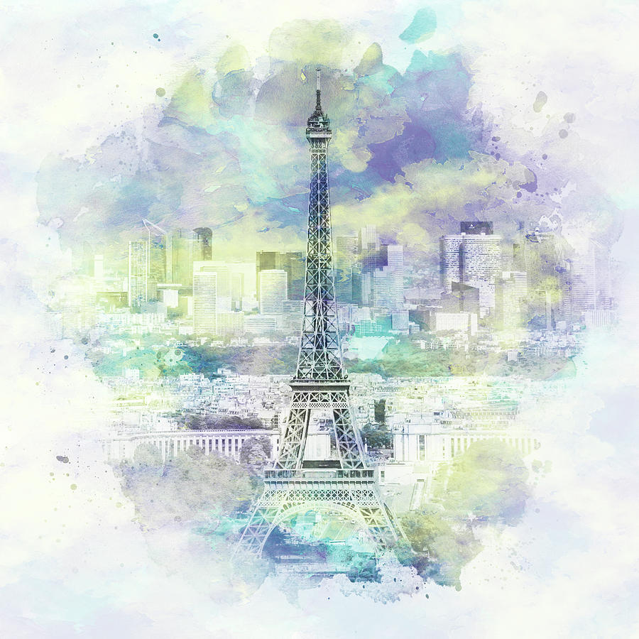 Paris Photograph - Paris Skyline - watercolor by Melanie Viola