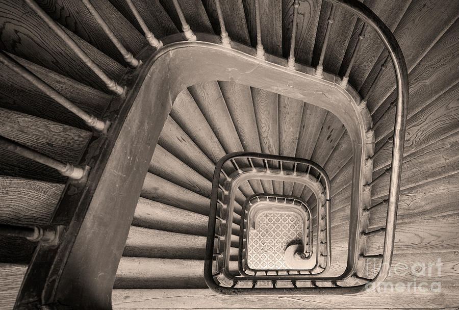 Paris Staircase - Sepia Photograph by Brian Jannsen