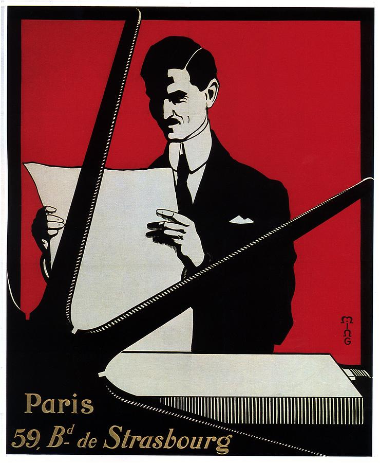 Paris Strasbourg - Printing Press - Vintage Advertising Poster Mixed Media