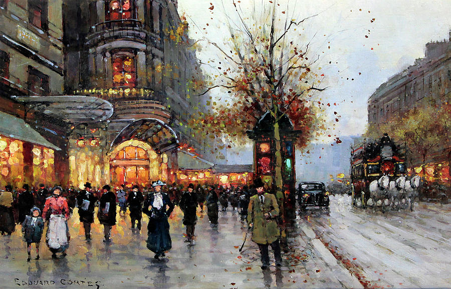 Paris Street Scene Painting By Edouard Cortes
