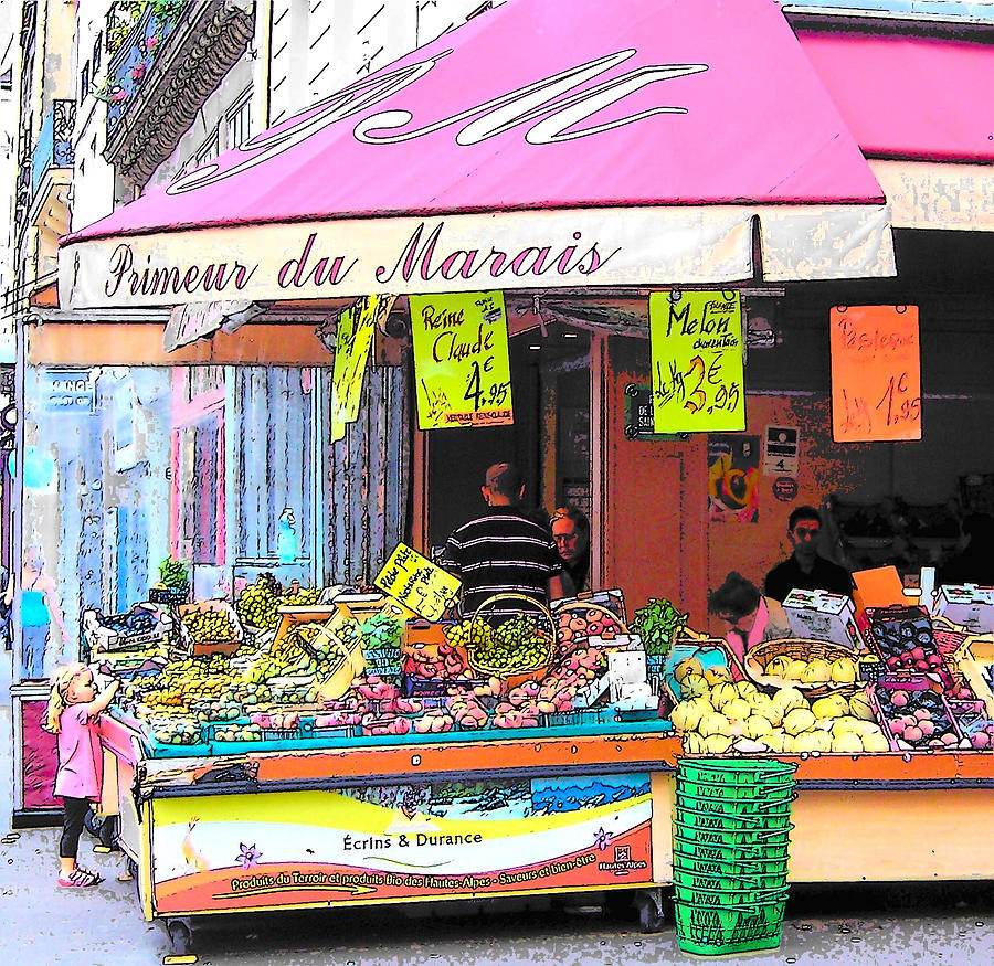 Paris Street Scene - Primeur du Marais  Photograph by Jan Matson