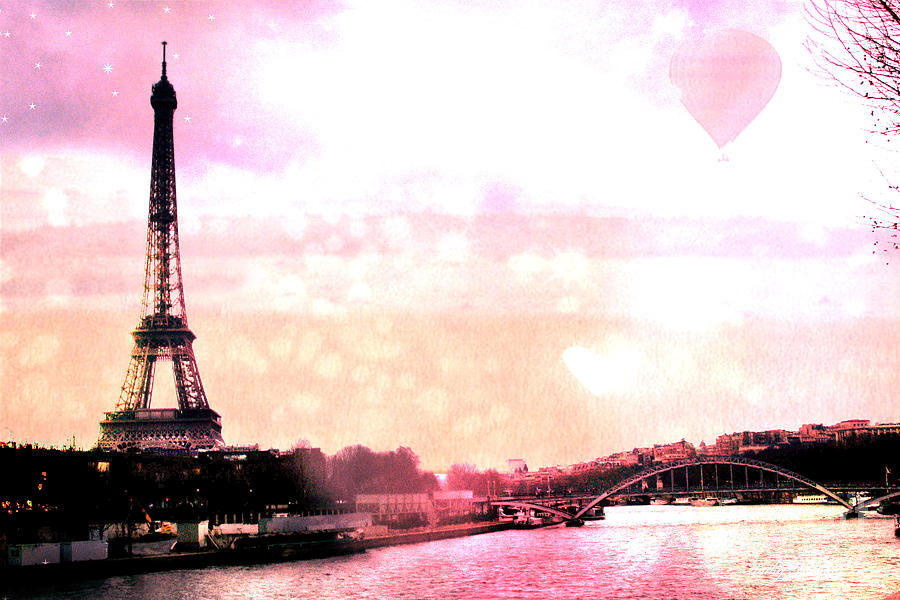 Paris Surreal Eiffel Tower Pink Yellow Abstract Photograph by Kathy Fornal