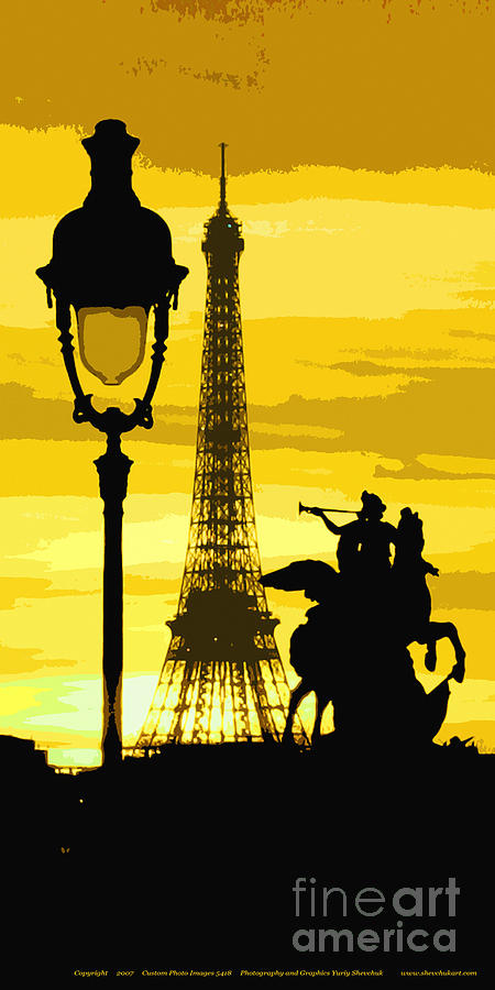 Paris Photograph - Paris Tour Eiffel Yellow by Yuriy Shevchuk