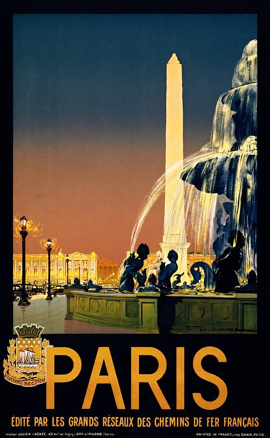 Paris, travel poster for French railway networks, 1930 Painting by Vincent Monozlay