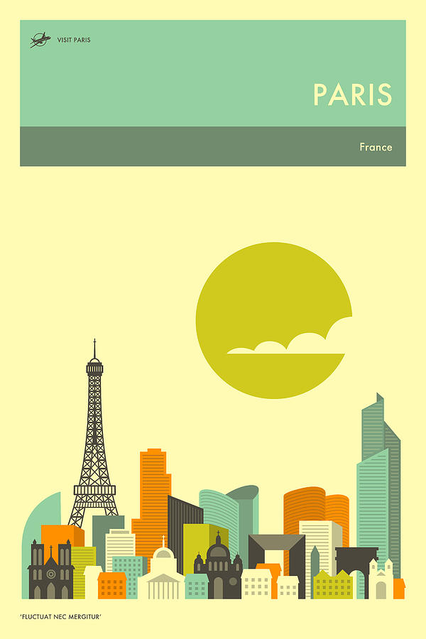 Paris Digital Art - Paris Travel Poster by Jazzberry Blue