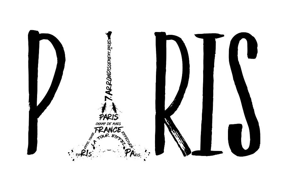 PARIS Typography Digital Art by Melanie Viola