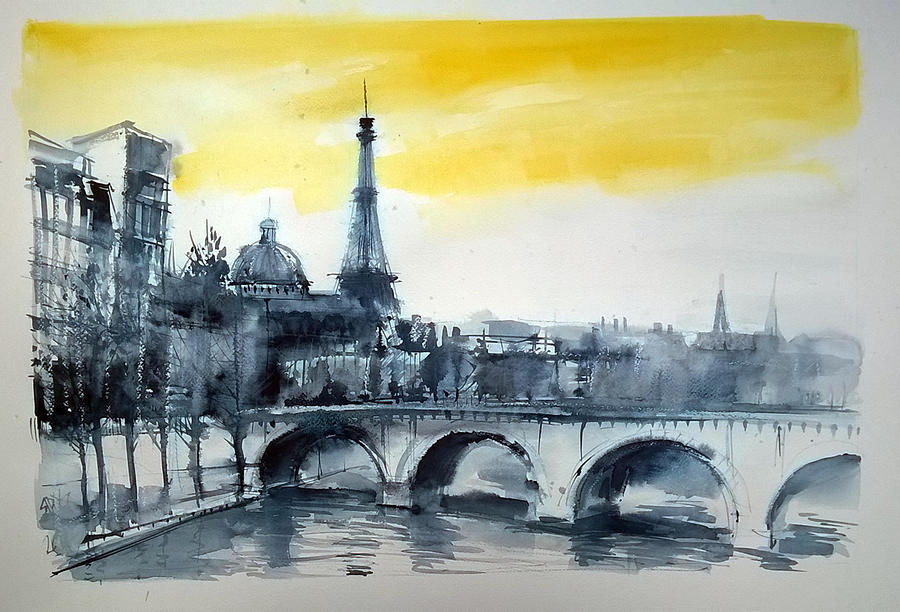 Paris view Painting by Lorand Sipos
