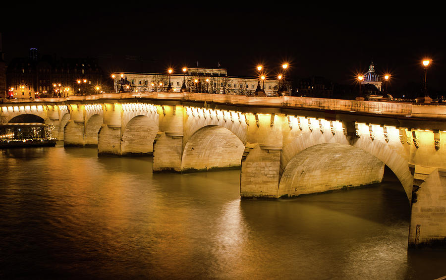 Paris View - Bridge at Night Photograph by Miguel Winterpacht