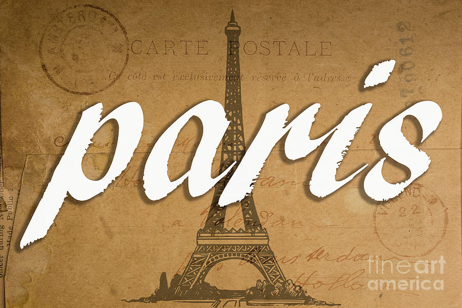 Paris Digital Art - Paris Vintage Sign with Eiffel Tower by Edward Fielding