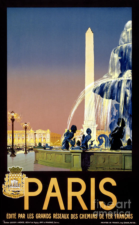 Paris Painting - Paris Vintage Travel Poster Restored by Vintage Treasure