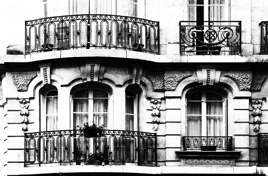 Paris Windows in Mono Photograph by Georgia Clare