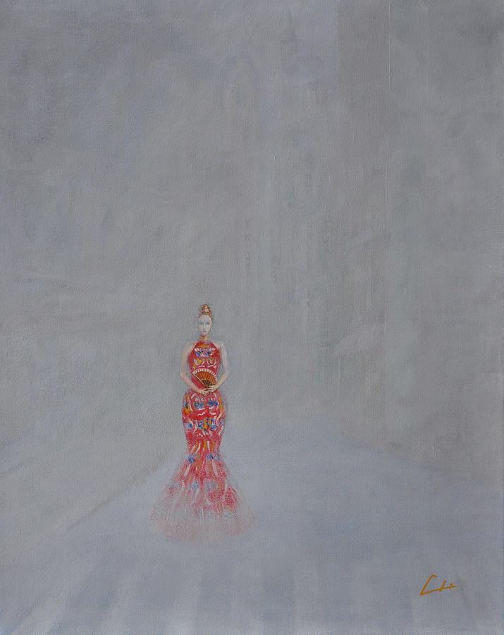 Ch Painting - Paris - Woman Holding A Fan In Haze by CH Narrationism Ch Painting - Paris - Woman Holding A Fan In Haze by CH Narrationism