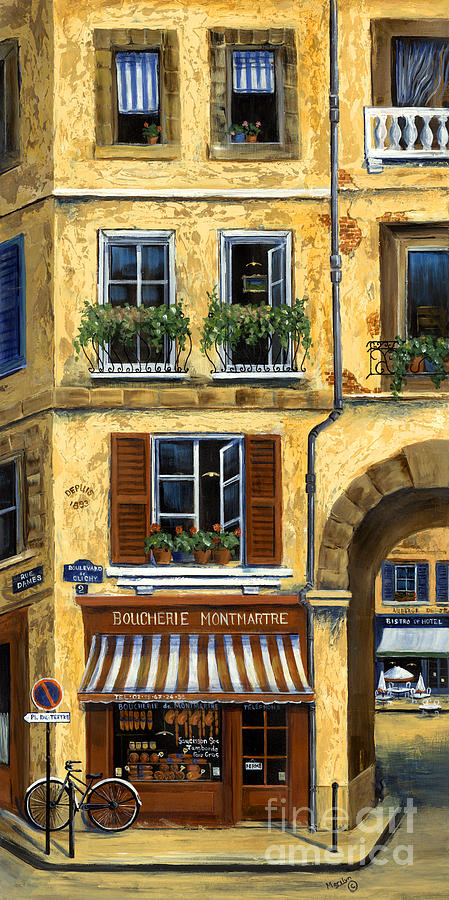 Paris Painting - Parisian Bistro and Butcher Shop by Marilyn Dunlap