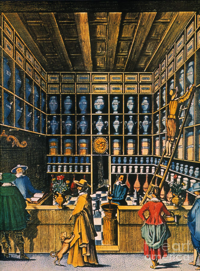Parisian Pharmacy, 1624 Photograph by Granger