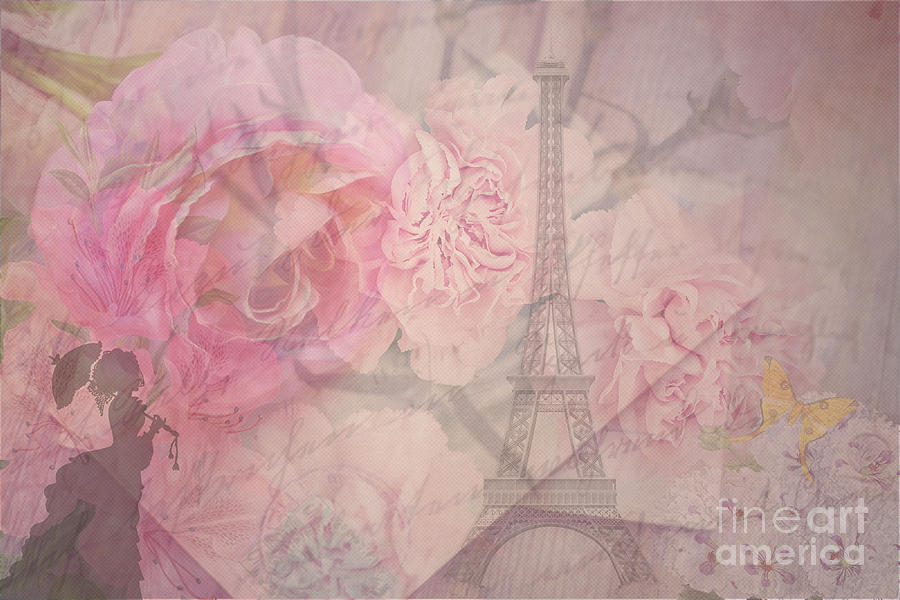 Parisian Romantic Collage Digital Art by Leah McPhail