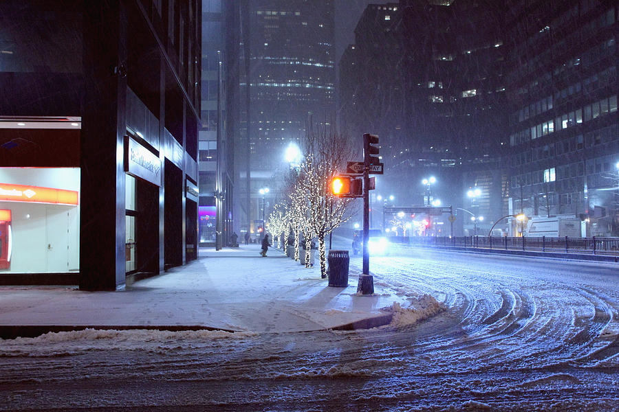 Park Avenue Photograph - Park Avenue Near Grand Central In The Winter Storm Late Night New York NY on Feb 08 2013 by Alexander Winogradoff
