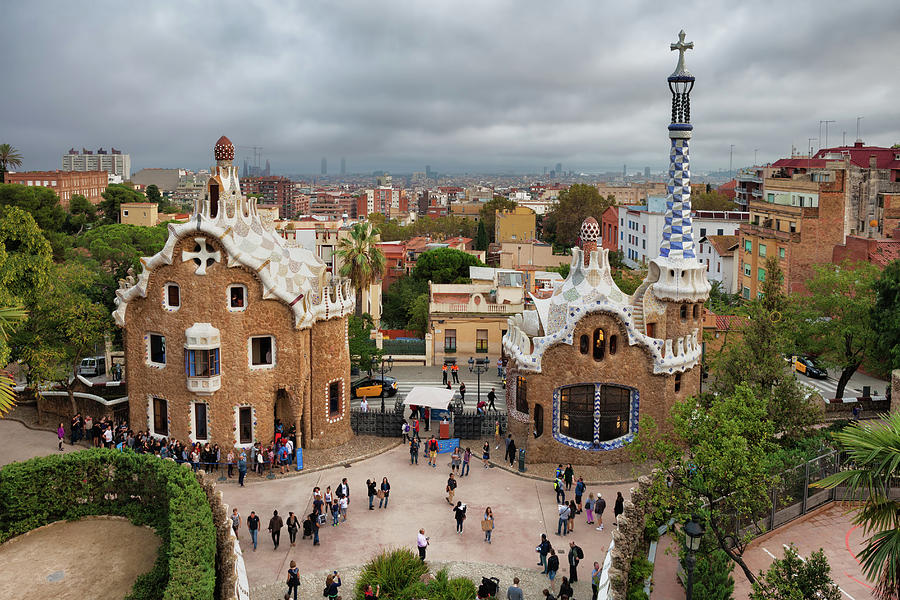 Park Guell Pavilions by Gaudi in Barcelona Photograph by Artur Bogacki