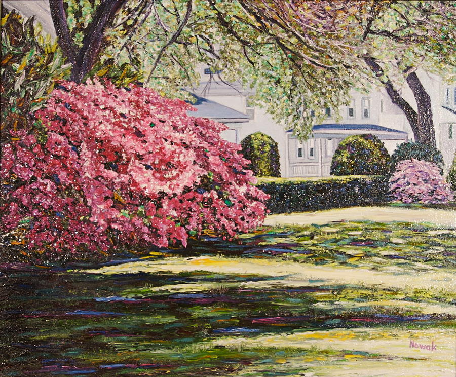 Park Spring Blossom with Shadows Painting by Richard Nowak