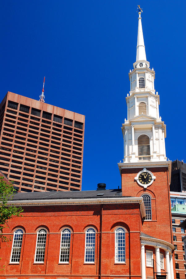 Boston Photograph - Park Street Church Boston by James Kirkikis