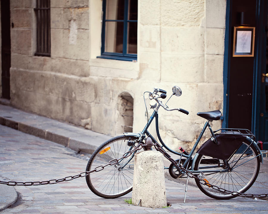 Parked in Paris - Bicycle Photography Photograph by Melanie Alexandra Price