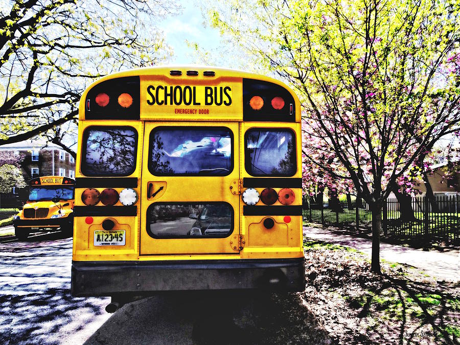 Spring Photograph - Parked School Buses in Spring by Susan Savad