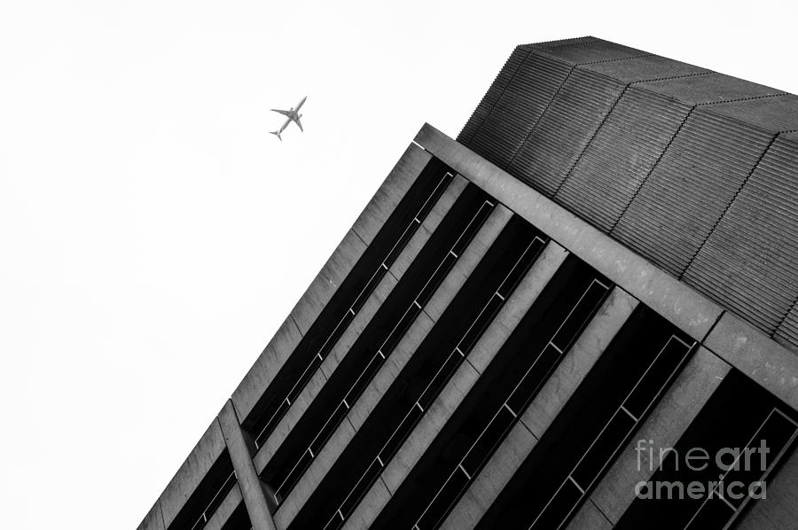 Parking Garage with Flying Jet Above Photograph by Jim Corwin