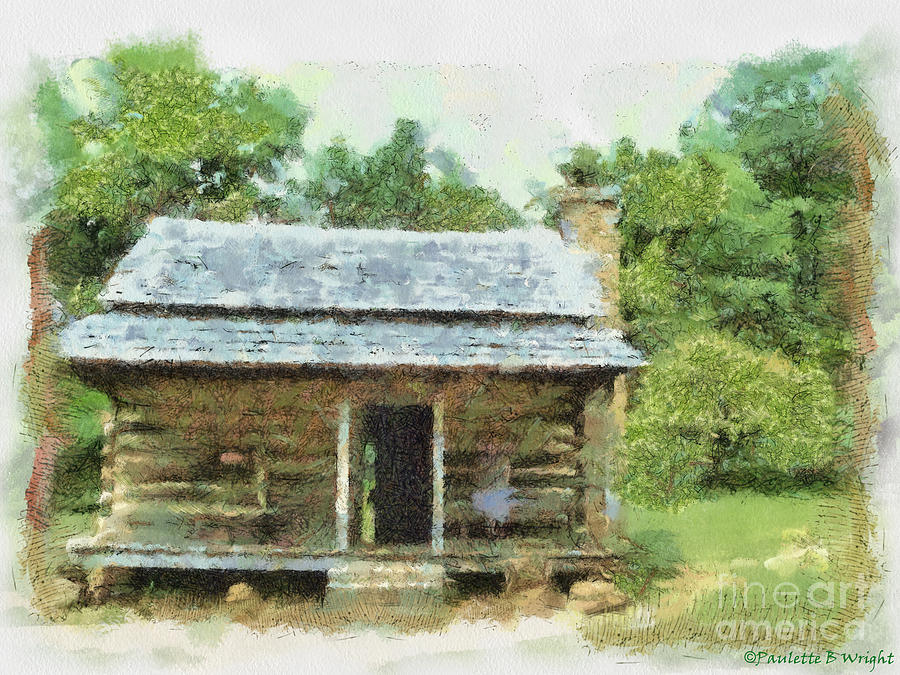 Parkway Cabin Painting by Paulette B Wright