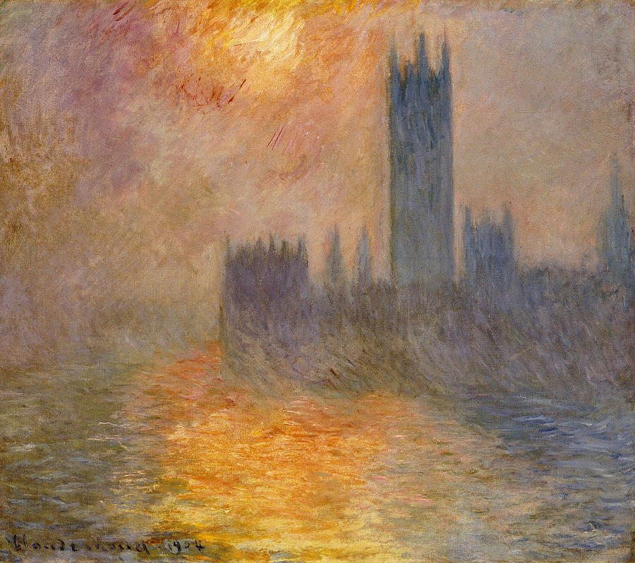 Parliament At Sunset Painting by Claude Monet | Fine Art America