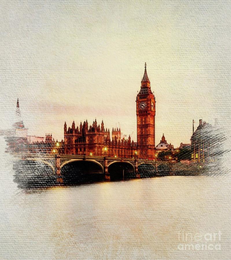 London Painting - Parliament Big Ben, London by Esoterica Art Agency