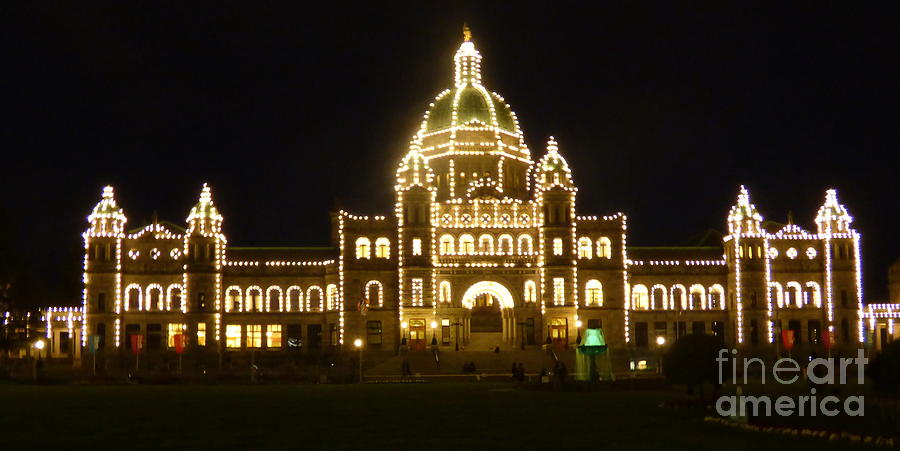Parliament Building at Night - Victoria British Columbia Photograph by Charles Robinson
