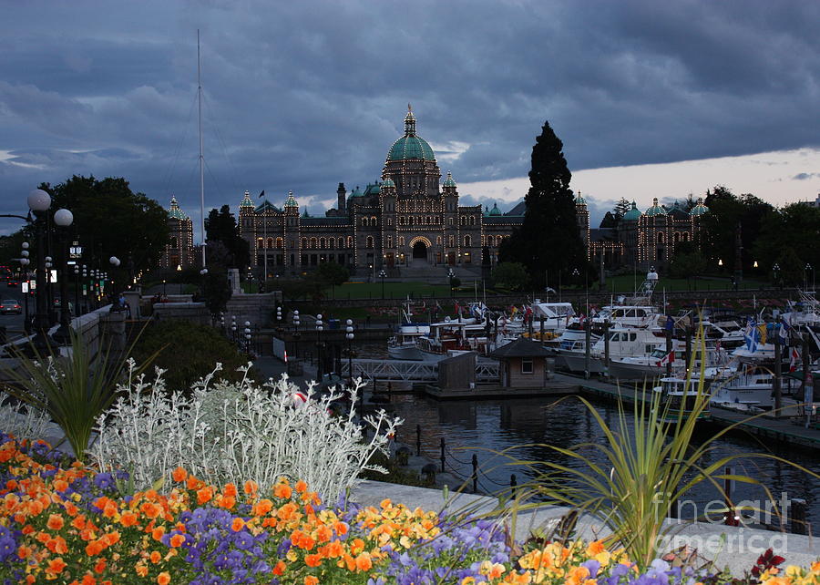 Parliament Building in Victoria at Dusk Photograph by Carol Groenen