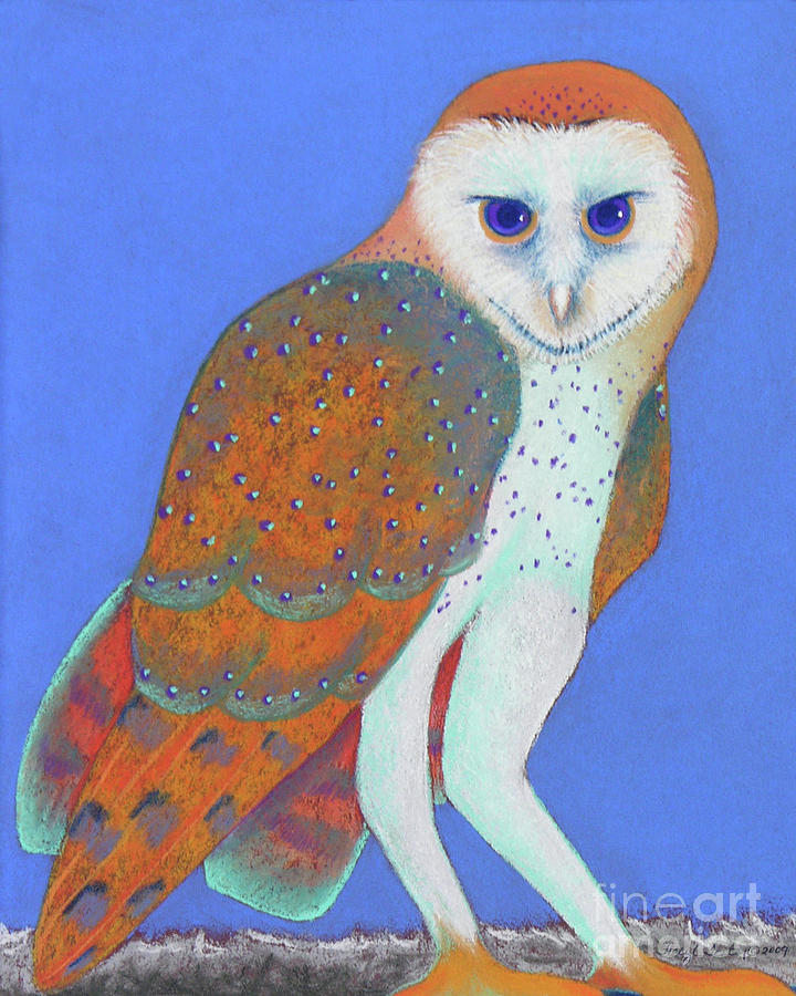 Parliament of Owls detail 1 Pastel by Tracy L Teeter 