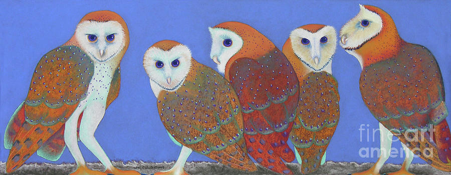 Parliament of Owls Pastel by Tracy L Teeter 