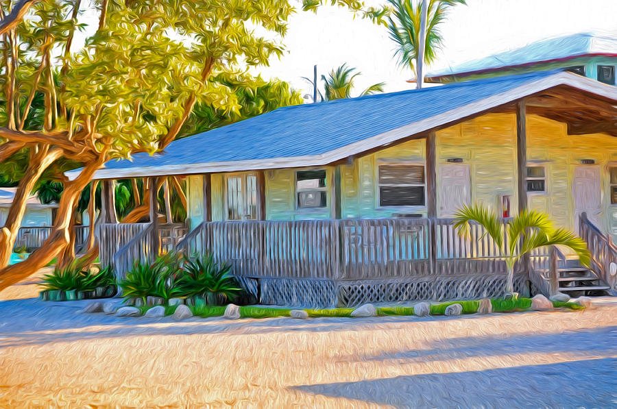 Tree Photograph - Parmers Resort Cottage in Keys Sunset Glow by Ginger Wakem